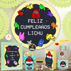 Kit imprimible Among Us decoracion cumpleaños candybar