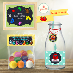 Kit imprimible Among Us + Banner Circular Fondo Mesa Dulce Candybar - Kits Imprimibles - Elita Kits Digitales