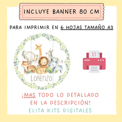 Kit Imprimible Animalitos de la Selva Bebé + Banner Circular - comprar online