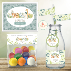 Kit Imprimible Animalitos de la Selva Bebé decoración mesa dulce