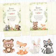 Kit imprimible Animalitos del Bosque Tribal Nena + Banner Circular Fondo Mesa Dulce Candybar - tienda online