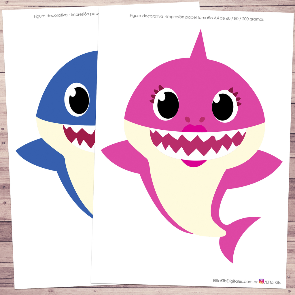 Kit imprimible Baby Shark + Banner Circular Fondo Mesa Dulce Candybar