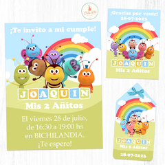 Kit Imprimible Bichikids tarjetas invitacion digital para whatsapp