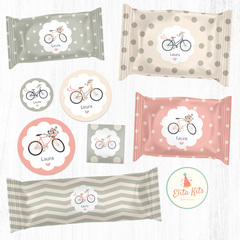 Kit Imprimible Bicicleta Flores Vintage Decoracion Golosinas Candybar