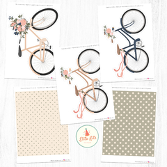 Kit Imprimible Bicicleta Flores Vintage Decoracion Cumpleaños