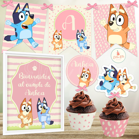 Kit imprimible Bluey Nena, personalizado