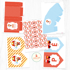 Kit Imprimible Bomberos + Banner Circular Fondo Mesa Dulce - Kits Imprimibles - Elita Kits Digitales