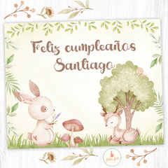 Kit Imprimible Animalitos del Bosque Varón + Banner Circular Fondo Mesa Dulce Candybar - Kits Imprimibles - Elita Kits Digitales