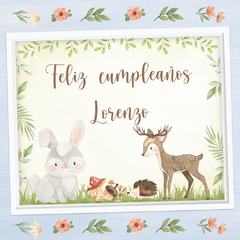 Kit Imprimible Animalitos del bosque varón decoracion cumpleaños
