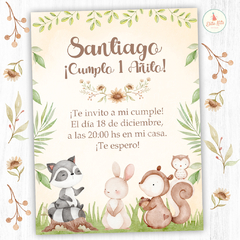 Kit Imprimible Animalitos del Bosque Varón + Banner Circular Fondo Mesa Dulce Candybar - Kits Imprimibles - Elita Kits Digitales