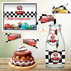 Kit Imprimible Cars decoracion cumpleaños mesa dulce botellitas