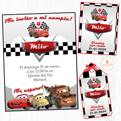 Kit Imprimible Cars invitaciones tarjetas souvenirs