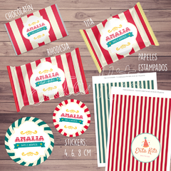 Kit Imprimible Circo Vintage decoración golosinas candybar