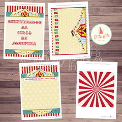 Kit Imprimible Circo Vintage decoración cumpleaños