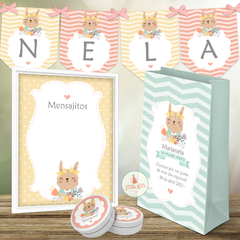 kit imprimible coneja conejita flores decoracion cumpleaños nena souvenirs