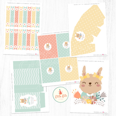 kit imprimible coneja conejita flores decoracion cumpleaños nena