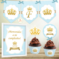 Kit Imprimible Corona Nene personalizado cumpleaños