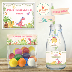 Kit imprimible Dinosaurios Nenas + Banner Circular Fondo Mesa Dulce Candybar - Kits Imprimibles - Elita Kits Digitales