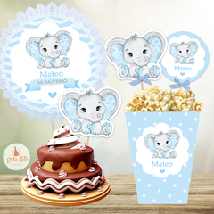 Kit Imprimible Elefante Bebe Bautismo Baby Shower