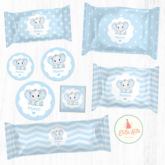 Kit Imprimible Elefante Bebe Bautismo Baby Shower