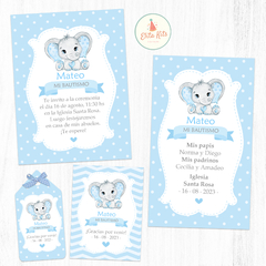 Kit Imprimible Elefante Bebe Bautismo Baby Shower