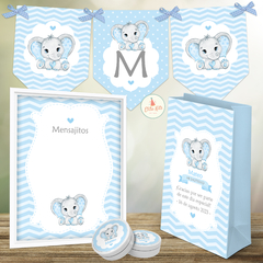 Kit Imprimible Elefante Bebe Bautismo Baby Shower