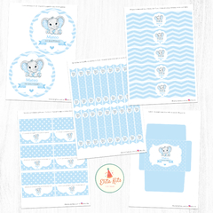 Kit Imprimible Elefante Bebe Bautismo Baby Shower