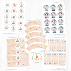 Kit imprimible Elefantita Flores + banner circular fondo mesa dulce en internet