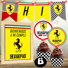 Kit imprimible Ferrari Fórmula 1 decoracion candybar