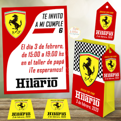 Kit imprimible Ferrari Fórmula 1 decoracion candybar