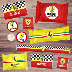 Kit imprimible Ferrari Fórmula 1 decoracion candybar