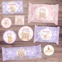 Imagen de Kit imprimible Gatita + Banner Circular Fondo Mesa Dulce