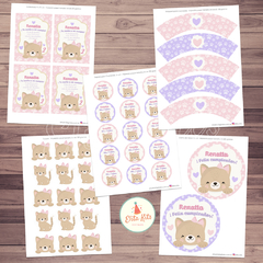 Kit imprimible Gatita + Banner Circular Fondo Mesa Dulce - tienda online