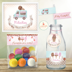 Kit imprimible Helados Heladitos decoración mesa dulce