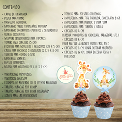 Kit imprimible Jirafa Acuarelas Nene, personalizado - comprar online