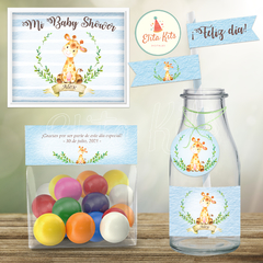 kit imprimible jirafas baby shower