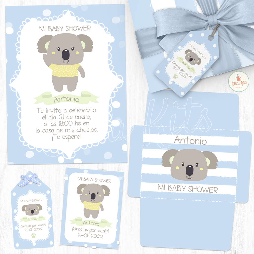 Recuerdos 5 Koala De Peluche Personalizado Para Baby Shower