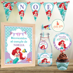 Kit imprimible La Sirenita Ariel decoracion candybar