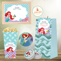 Kit imprimible La Sirenita Ariel + Banner Circular Fondo Mesa Dulce Candybar - Kits Imprimibles - Elita Kits Digitales