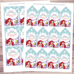 Kit imprimible La Sirenita Ariel + Banner Circular Fondo Mesa Dulce Candybar - comprar online