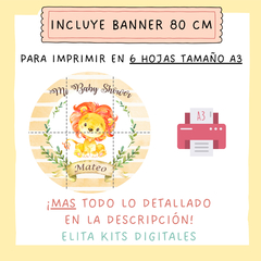 Kit Imprimible León + Banner Circular Fondo Mesa Dulce - comprar online