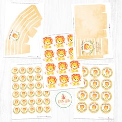 Kit Imprimible León + Banner Circular Fondo Mesa Dulce - Kits Imprimibles - Elita Kits Digitales