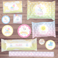 Kit imprimible Lluvia de Amor + Banner Circular Fondo Mesa Dulce Candybar - comprar online