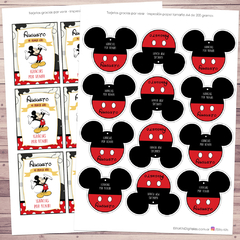Kit imprimible Mickey Mouse + Banner Circular Fondo Mesa Dulce Candybar