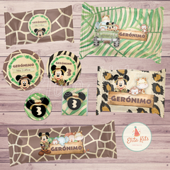 Imagen de Kit imprimible Mickey Safari + Banner Circular Fondo Mesa Dulce Candybar