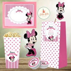 Kit imprimible Minnie Mouse Rosa decoracion cumpleaños nena