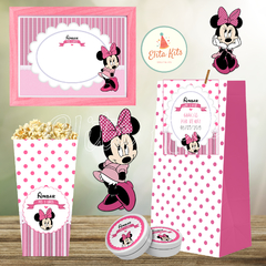 Kit imprimible Minnie Mouse decoracion cumpleaños candybar