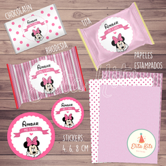 Kit imprimible Minnie Mouse decoracion cumpleaños candybar