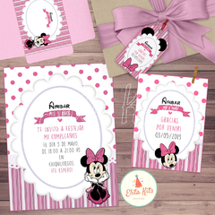 Kit imprimible Minnie Mouse Rosa tarjetas e invitaciones