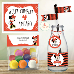 Kit Imprimible Minnie Mouse Roja + Banner Circular Fondo Mesa Dulce Candybar - Kits Imprimibles - Elita Kits Digitales